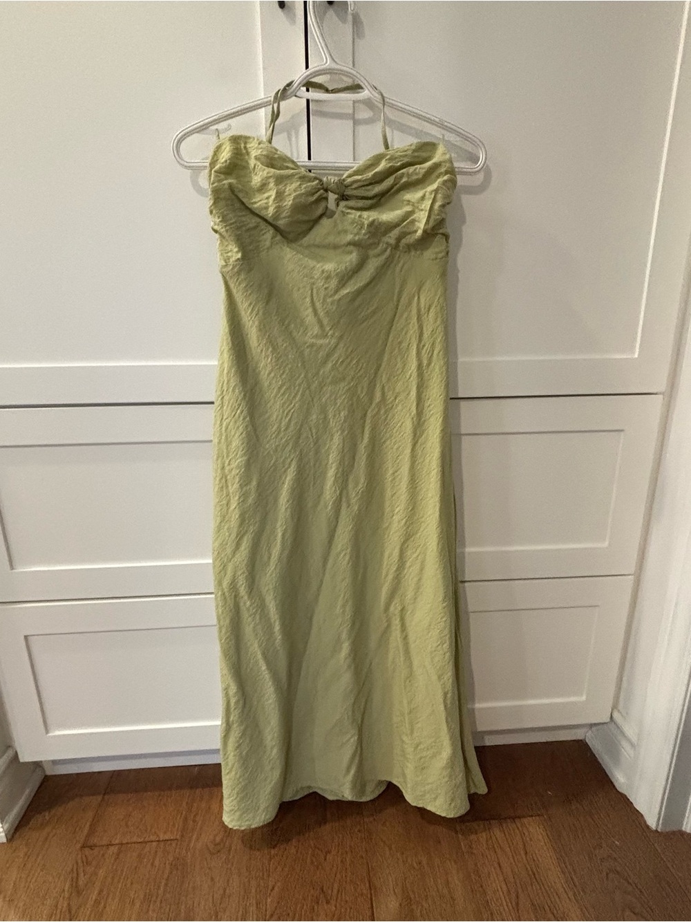 Abercrombie Strapless (detachable strap) Twist-Front Maxi Dress in Light Green - Picture 3 of 7